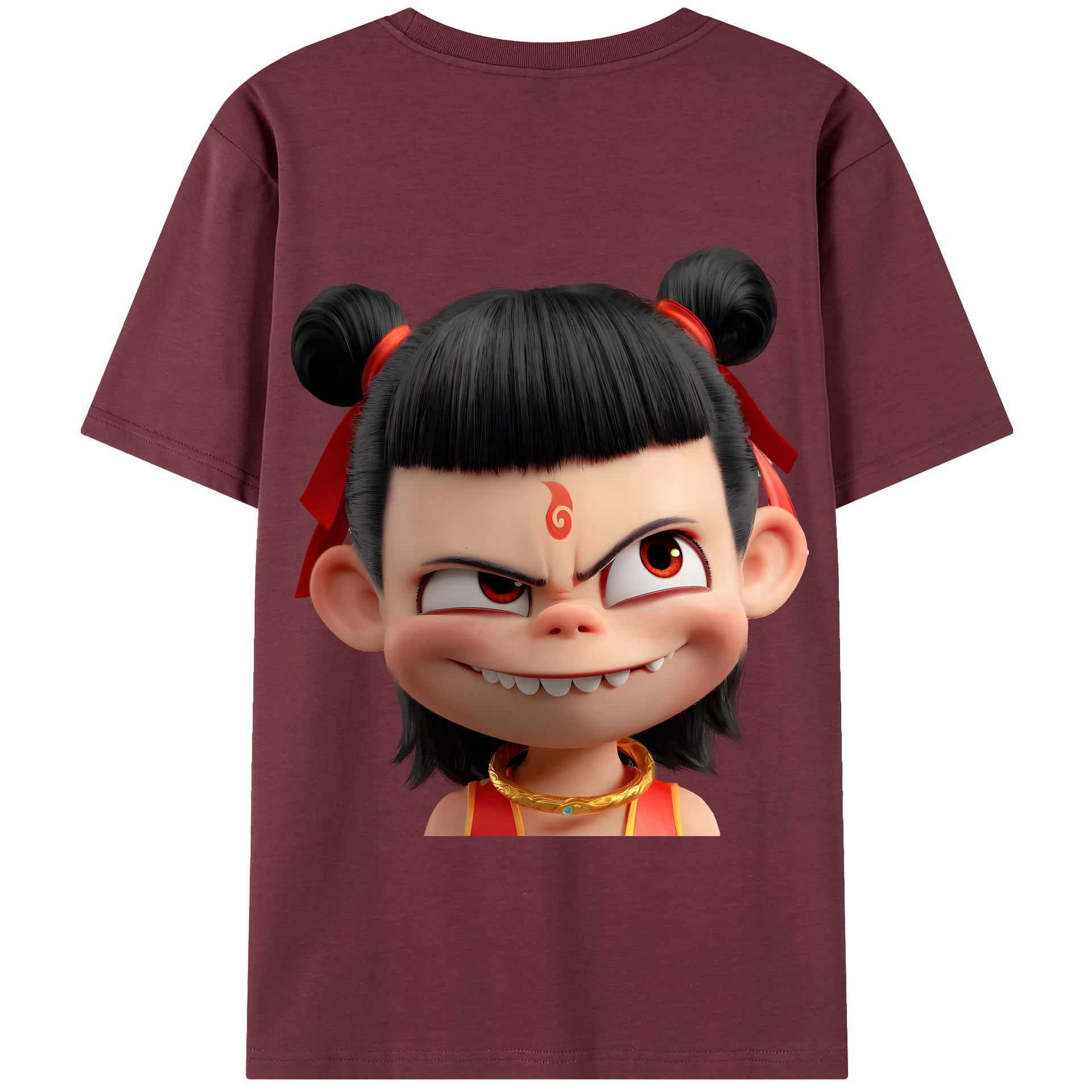 （画像用） Ne Zha 2 ナタ 魔童の大暴れ 綿100％半袖Tシャツ（背面プリント）